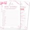 Pink Bow Baby Shower Games Cards, Funny Baby Shower Games Party Activities